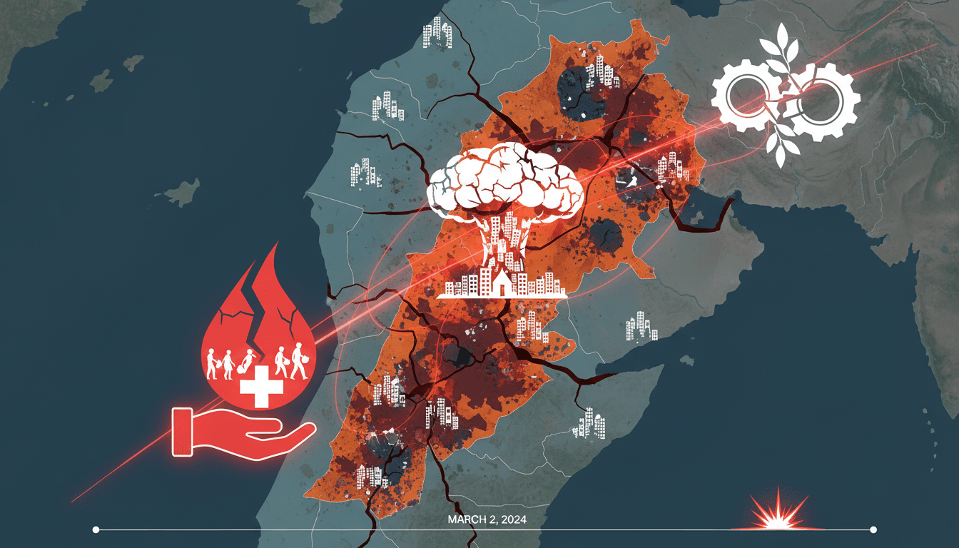 Destruction in southern Lebanon due to the Israel-Hezbollah conflict