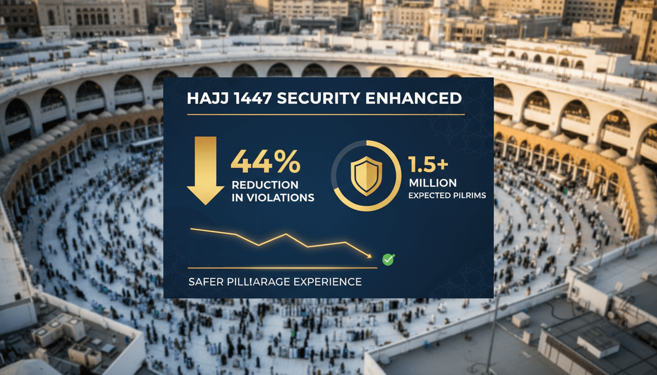 Pilgrims at Hajj with enhanced security measures in place