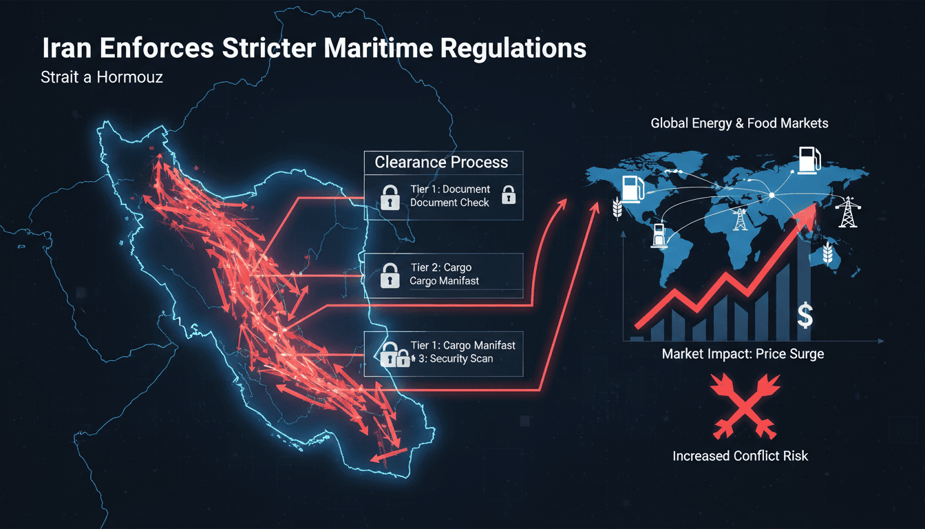 Map showing the Strait of Hormuz and its significance to global shipping routes.