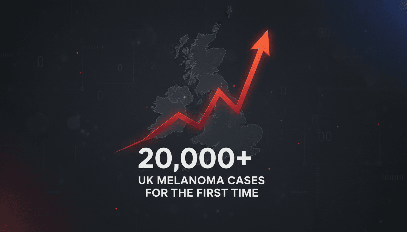 Graph showing the rise in melanoma skin cancer cases in the UK