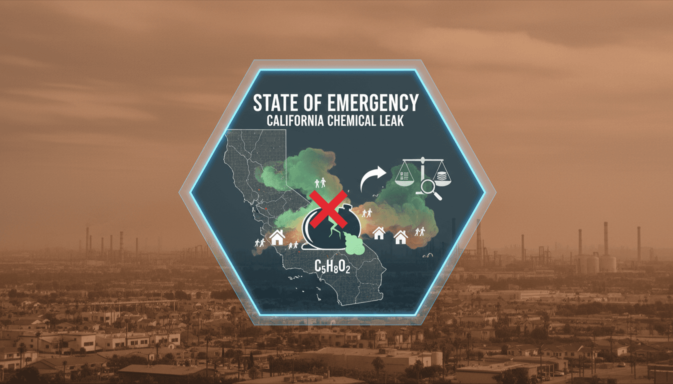 Emergency response teams managing a chemical leak in California