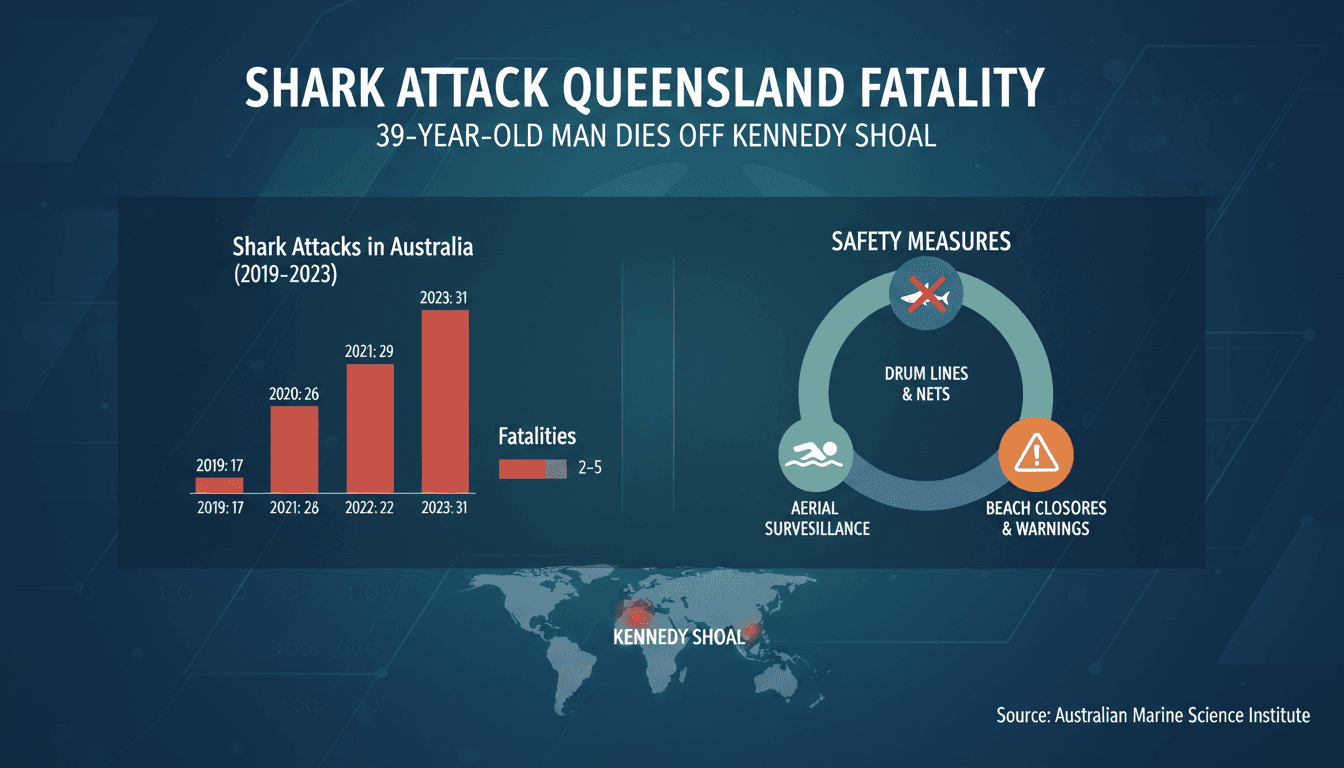 Emergency services respond to a shark attack incident in Queensland.