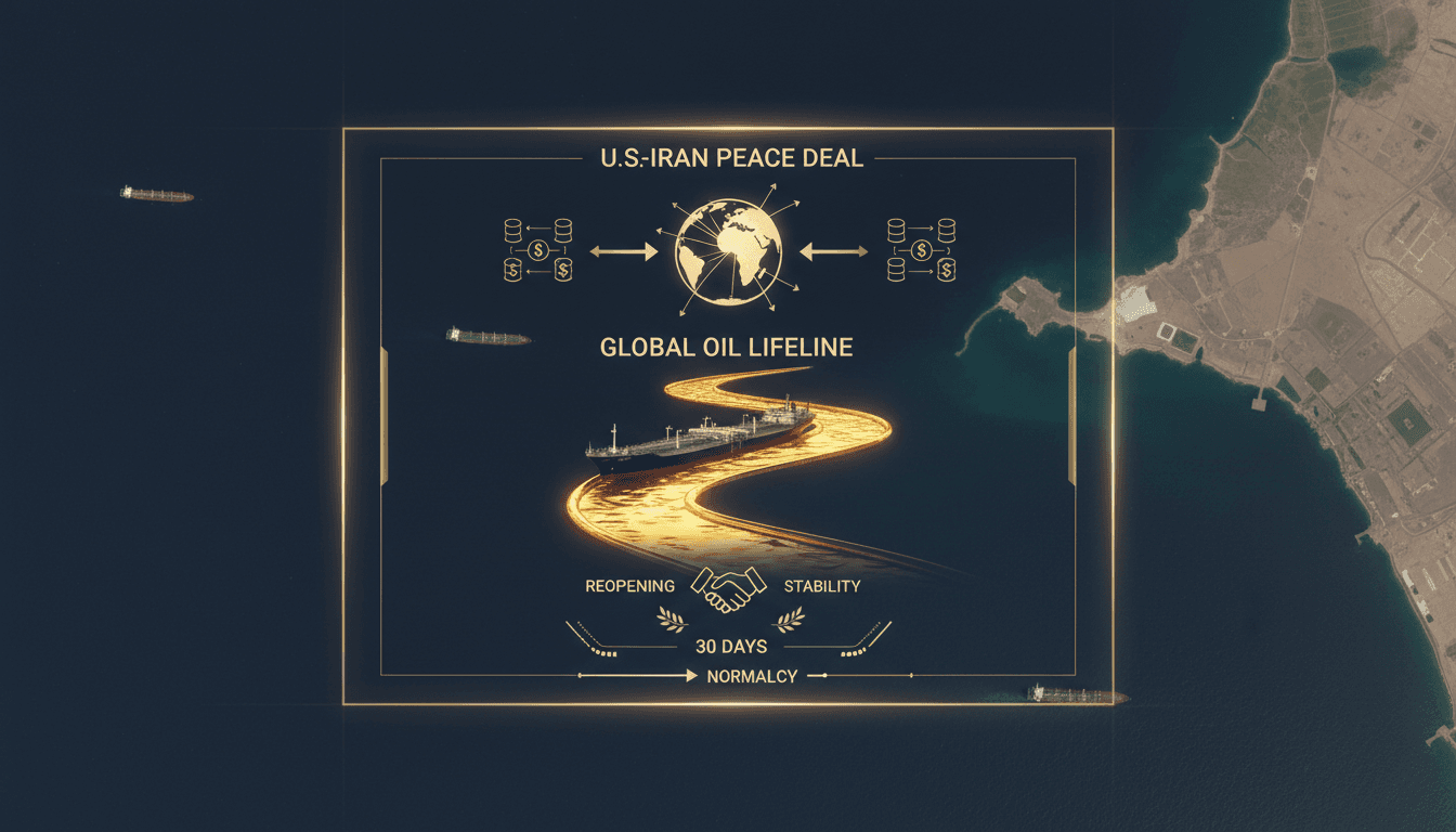 Map highlighting the Strait of Hormuz and its significance in global oil trade.
