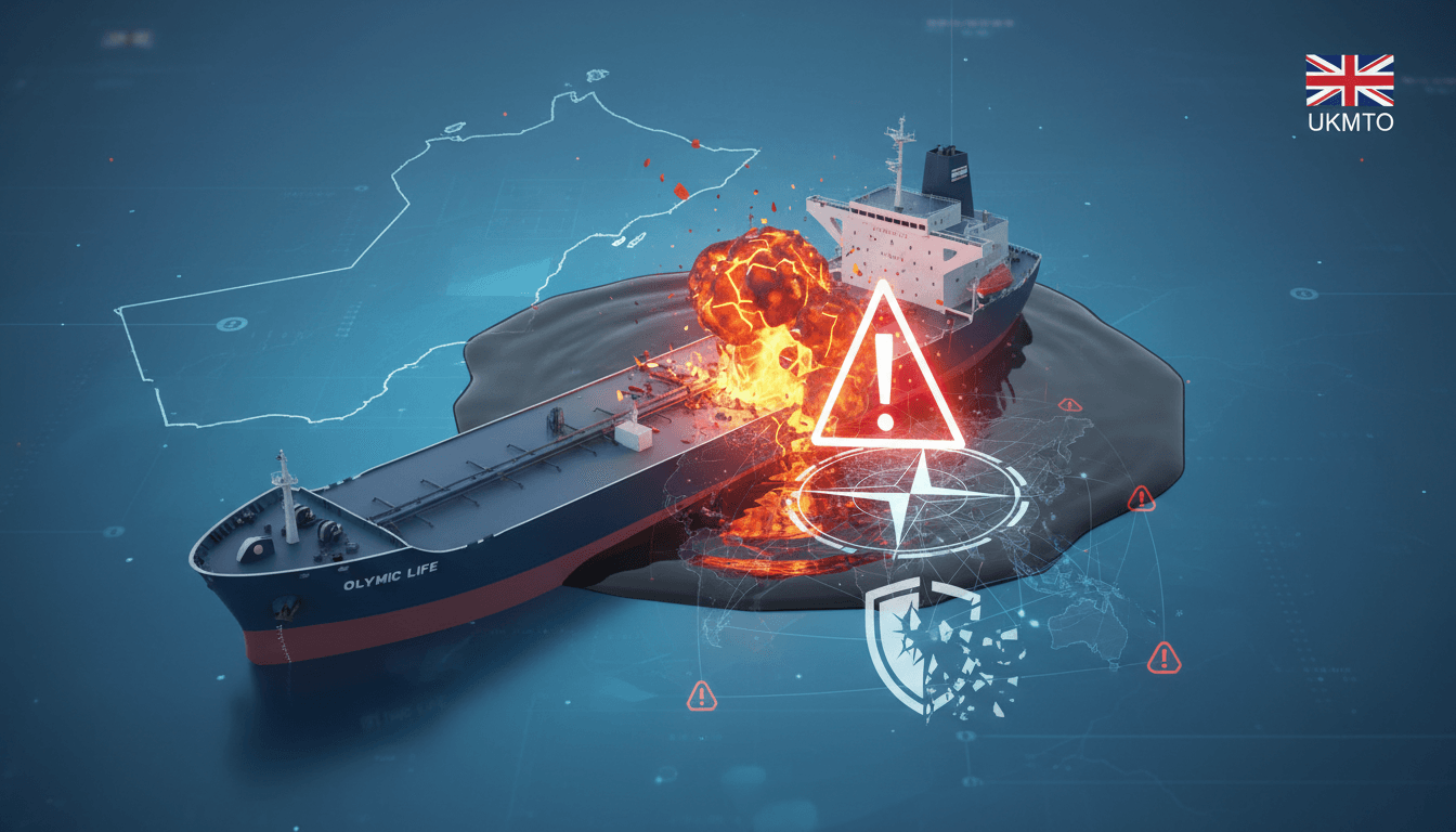 Tanker Olympic Life off the coast of Oman after explosion