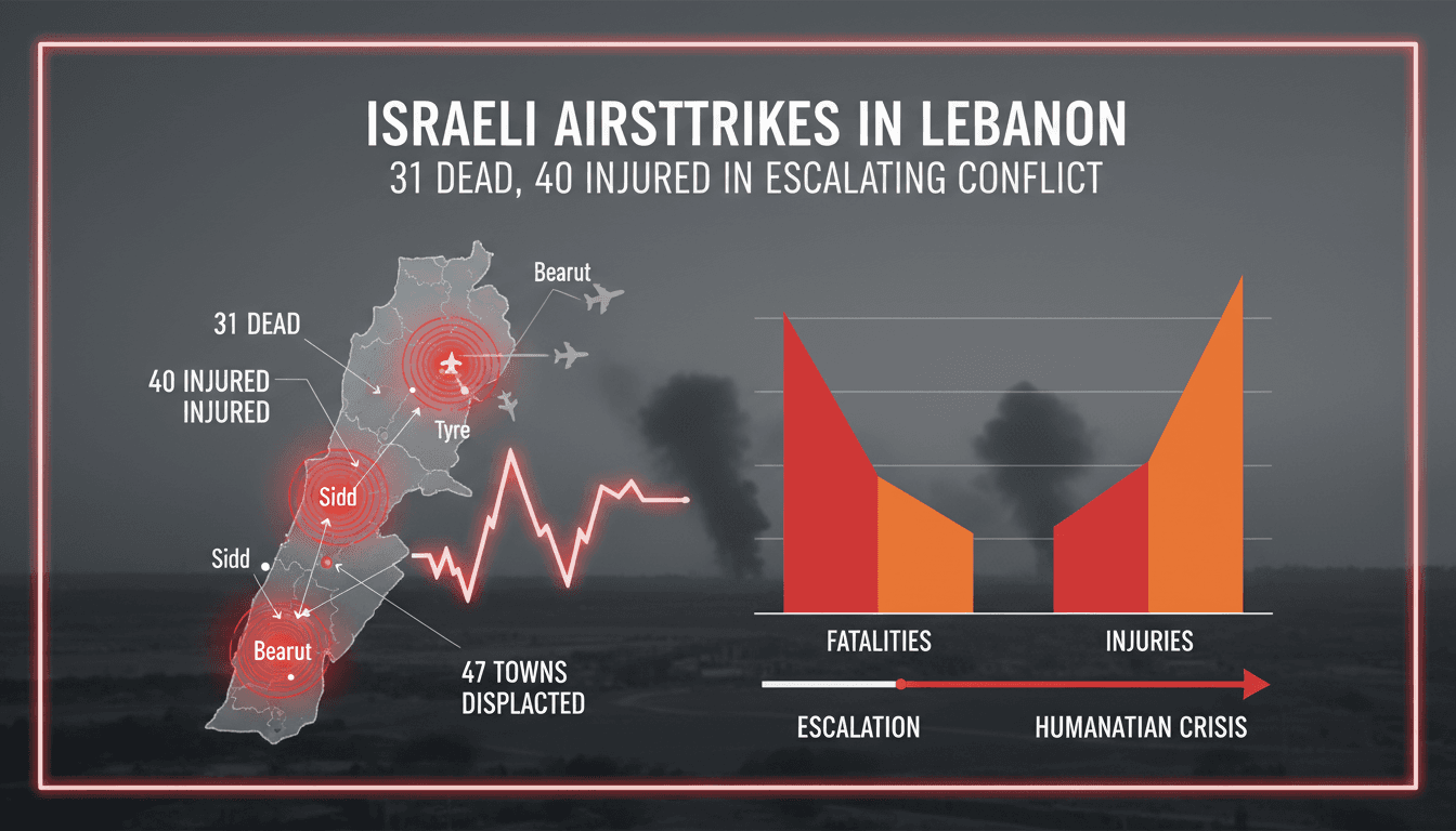Aerial view of damage in Lebanon following Israeli airstrikes.