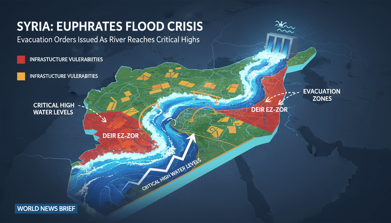 Evacuation orders in Syria due to rising Euphrates River water levels.