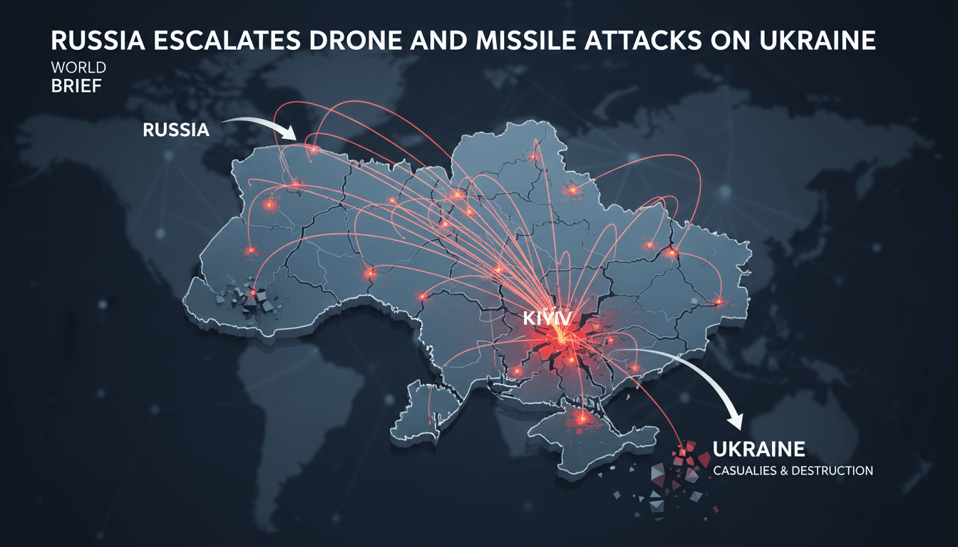 Russia escalates drone and missile attacks on Ukraine causing casualties and destruction