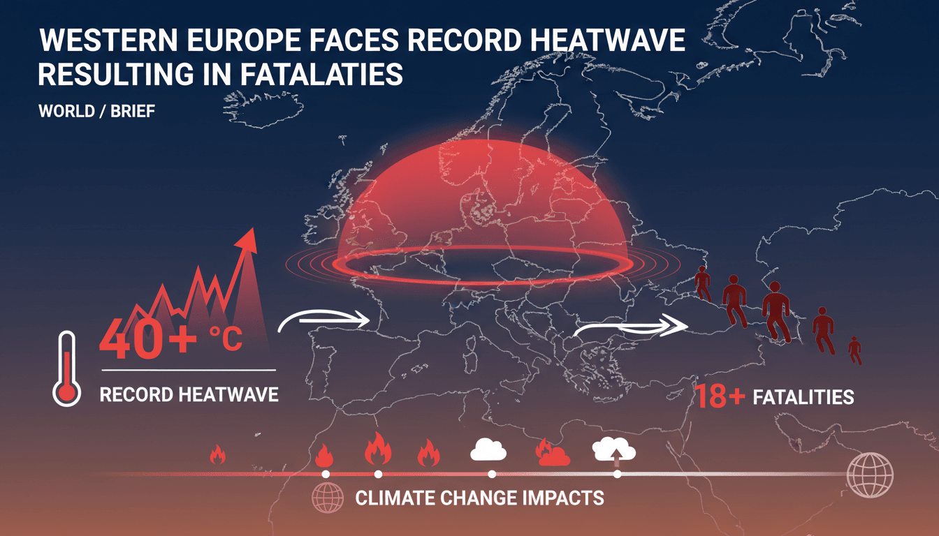 Aerial view of a sun-scorched landscape in Western Europe during the heatwave.