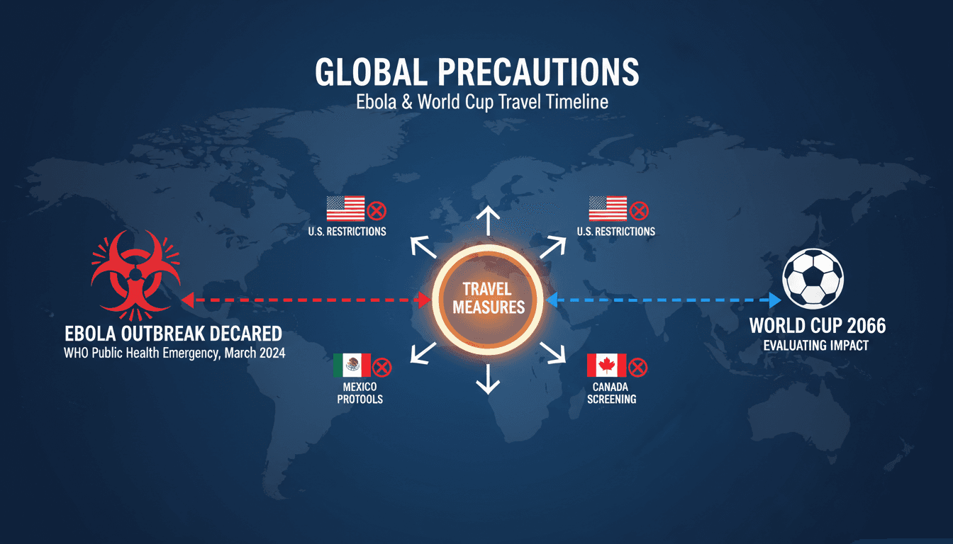 Map showing travel restrictions and Ebola outbreak regions ahead of the World Cup.
