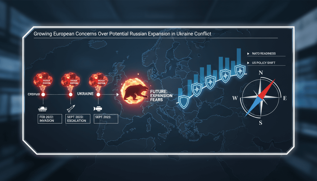 Map highlighting the potential expansion of the Ukraine conflict into Europe.