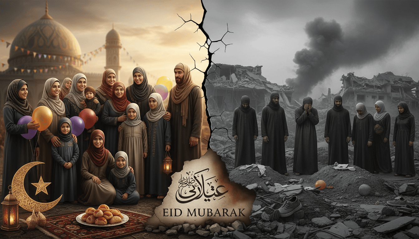 A somber scene from Eid celebrations in Gaza following airstrikes.
