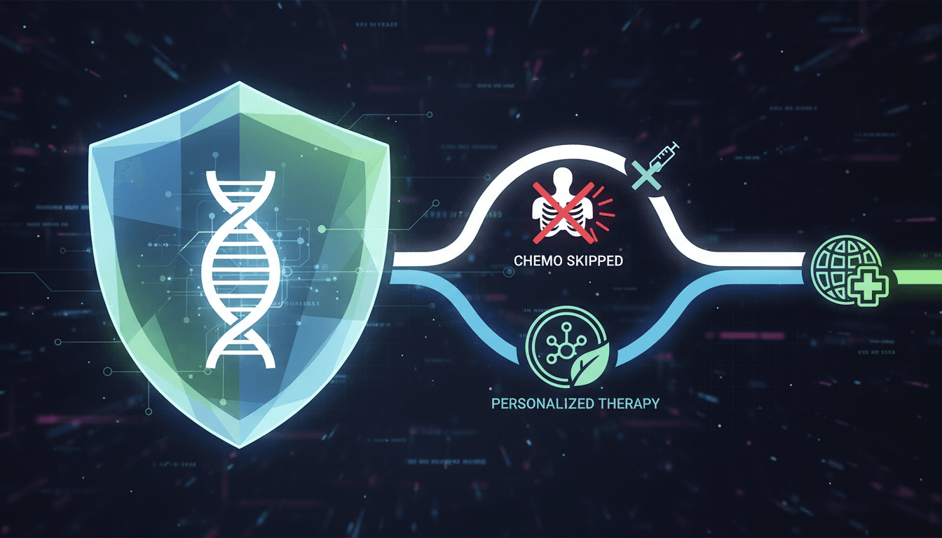 A graphic representation of genomic testing's impact on breast cancer treatment.