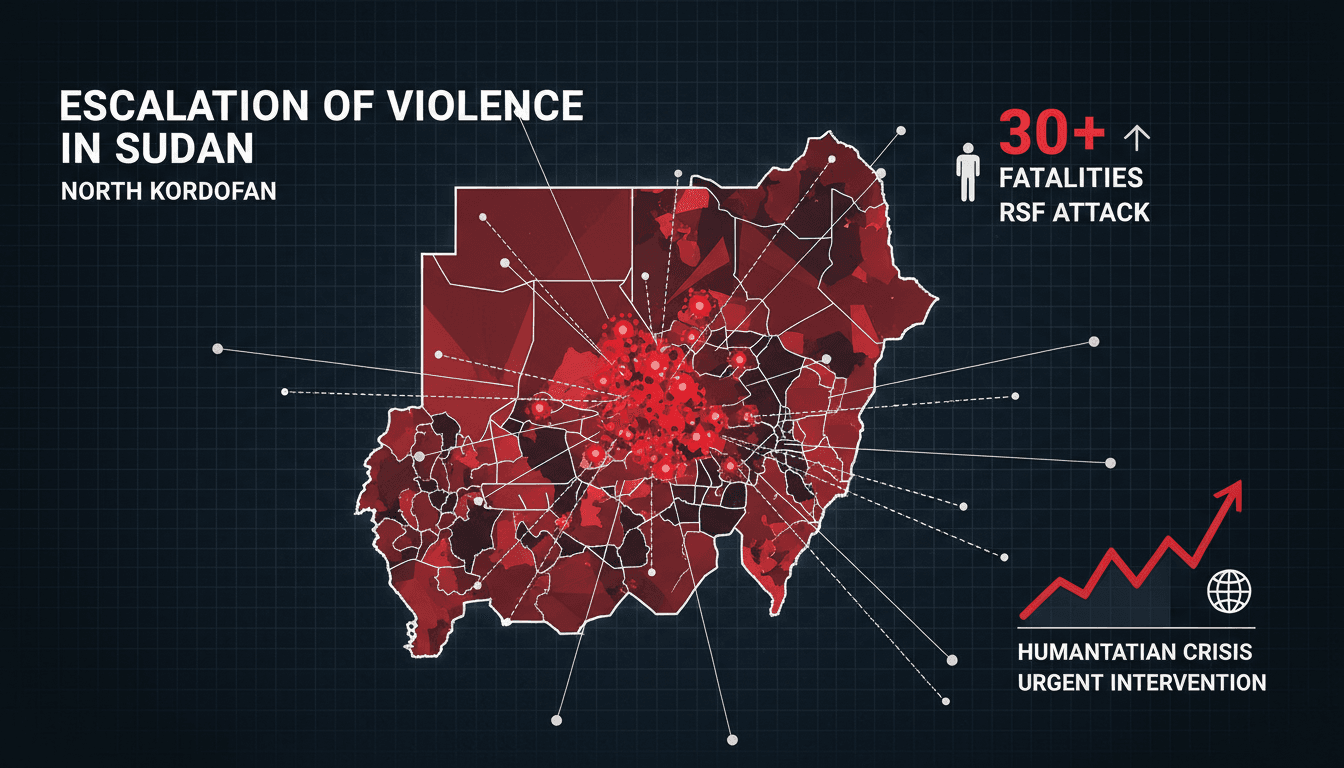 Map showing the impact of RSF attacks in North Kordofan, Sudan.