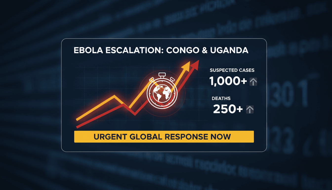 Map showing the spread of the Ebola outbreak in Congo and Uganda