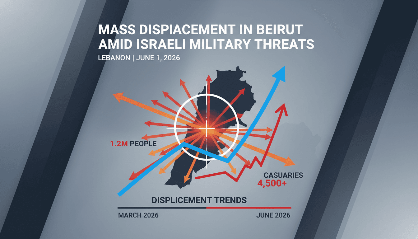 Infographic showing the impact of Israeli threats on Beirut's displacement crisis.