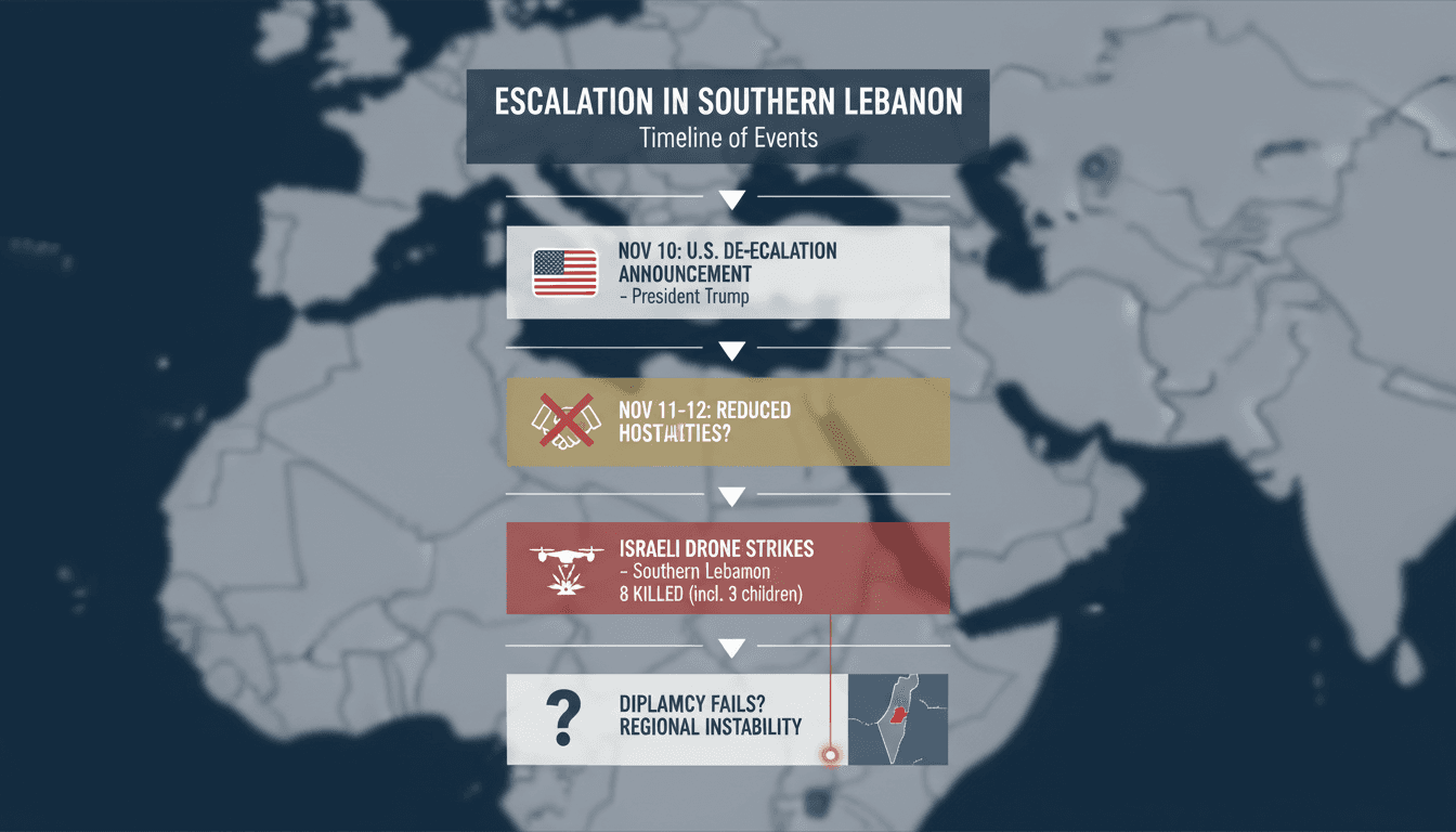 Aerial view of southern Lebanon highlighting conflict zones.