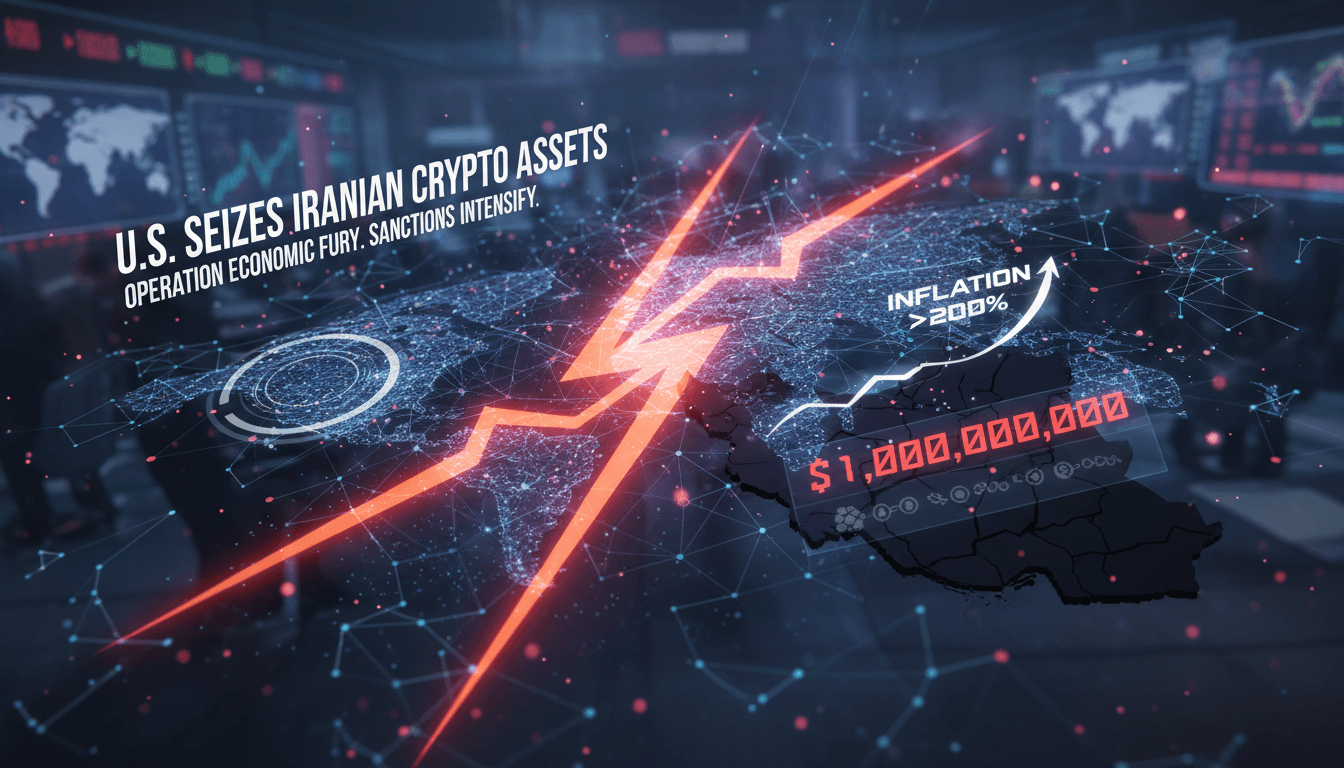 U.S. Treasury building with a digital currency overlay