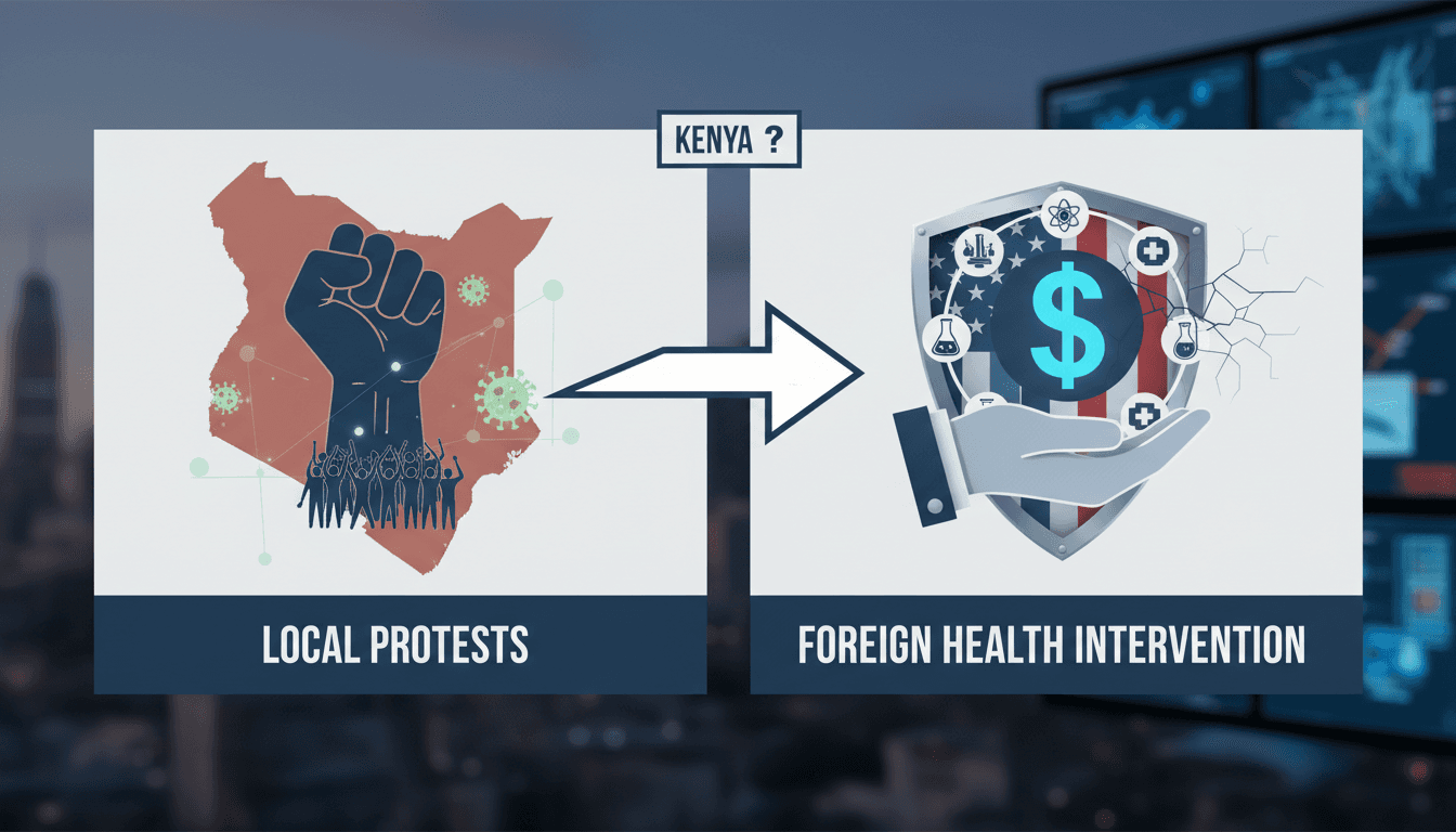 Protesters in Kenya demonstrating against a US-funded Ebola quarantine center.