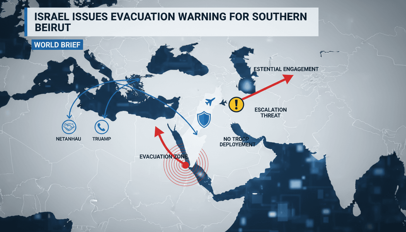 Israel issues evacuation warning for southern Beirut amid rising tensions with Iran