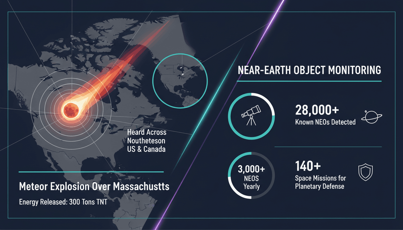 Meteor explosion over Massachusetts with sonic boom effects