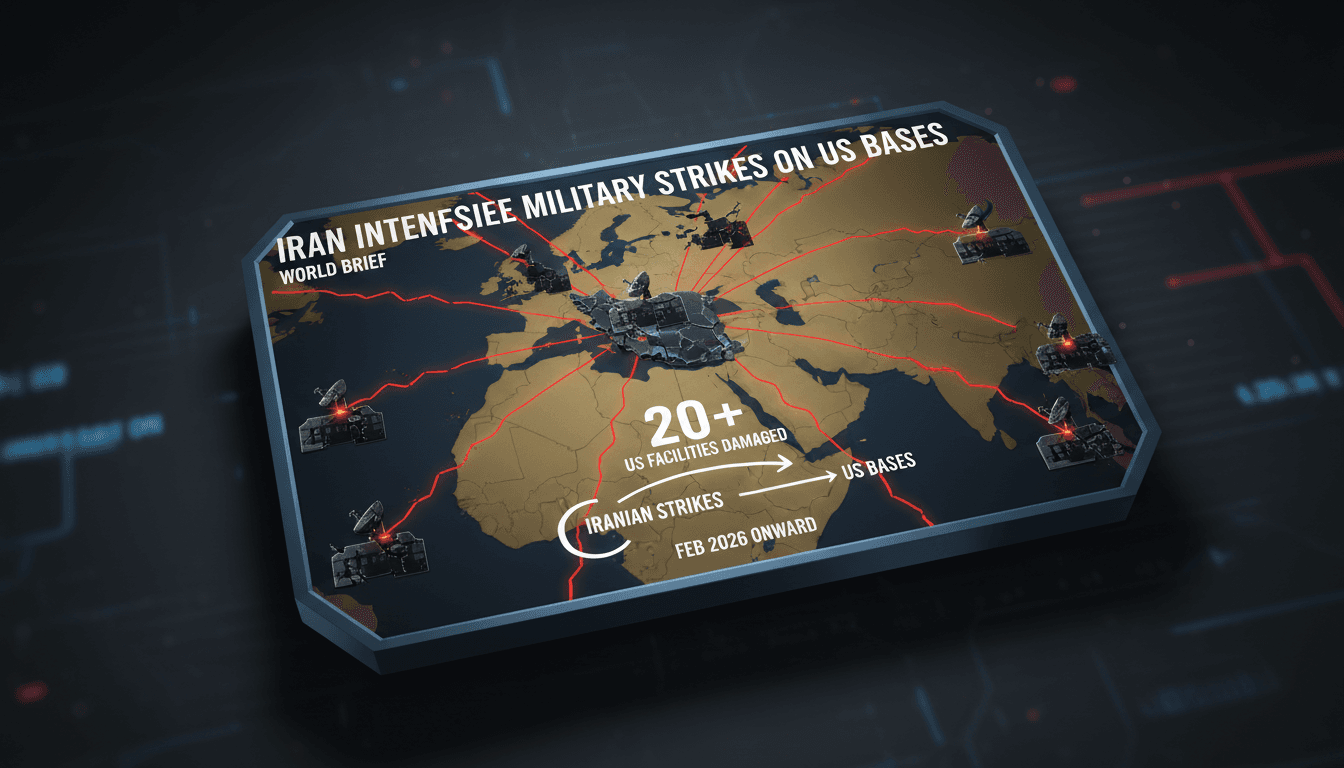 Map showing locations of US military bases damaged by Iranian strikes.