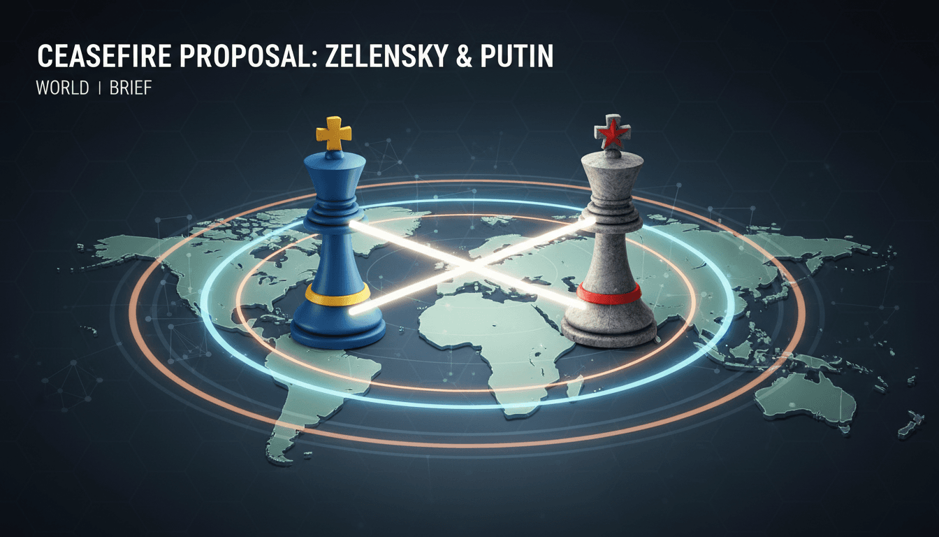 Ukrainian President Zelensky and Russian President Putin discussing peace negotiations.