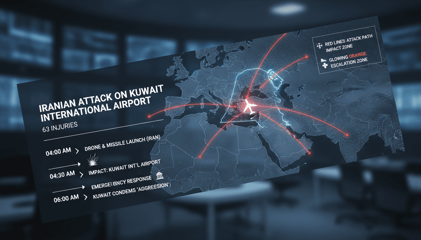 Injuries reported following the Iranian attack on Kuwait International Airport.
