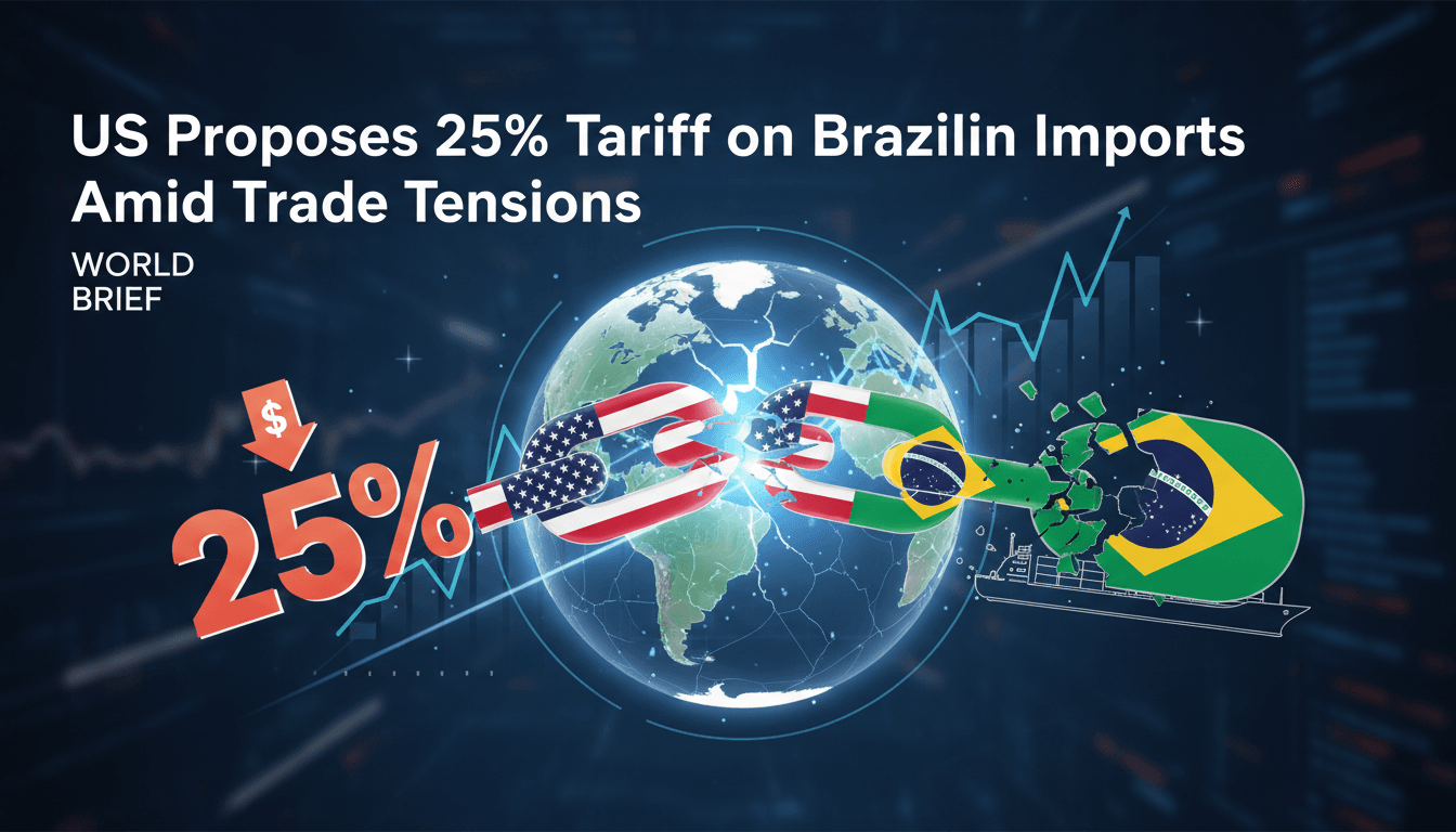 US flag and Brazilian flag symbolizing trade tensions