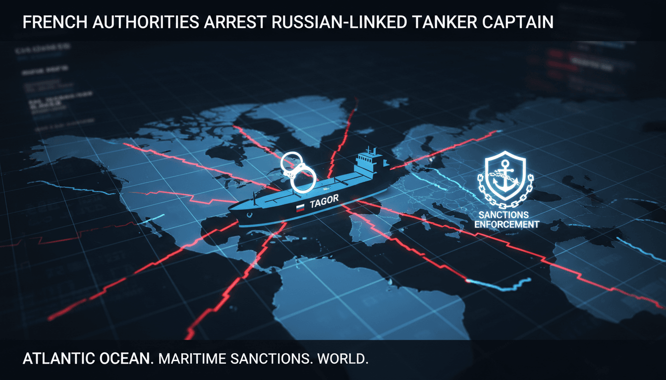 French authorities arresting the captain of a Russian-linked tanker in the Atlantic Ocean.