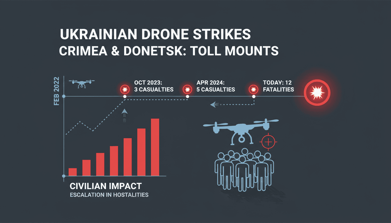 Ukrainian drone strikes result in twelve fatalities in Crimea and Donetsk