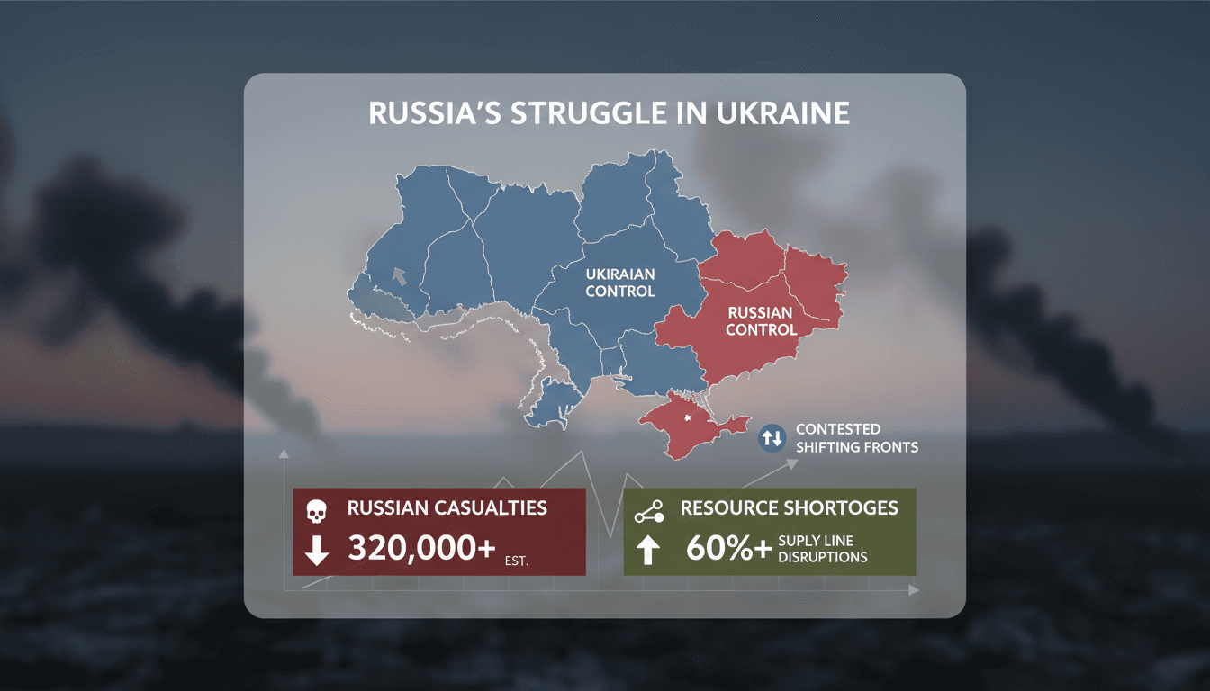 Russia's military struggles to maintain control in Ukraine amid rising casualties and resource shortages