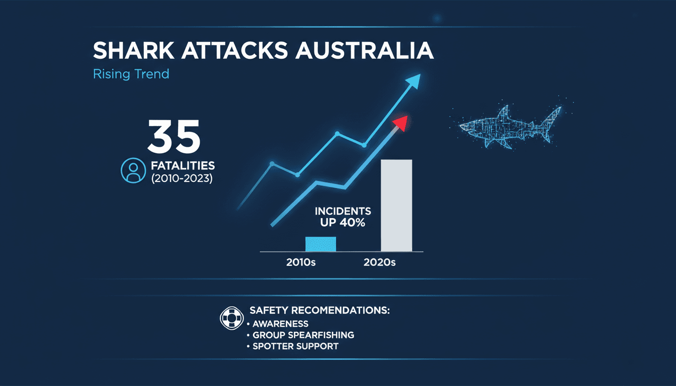 A somber beach scene highlighting the risks of shark attacks in Australia.