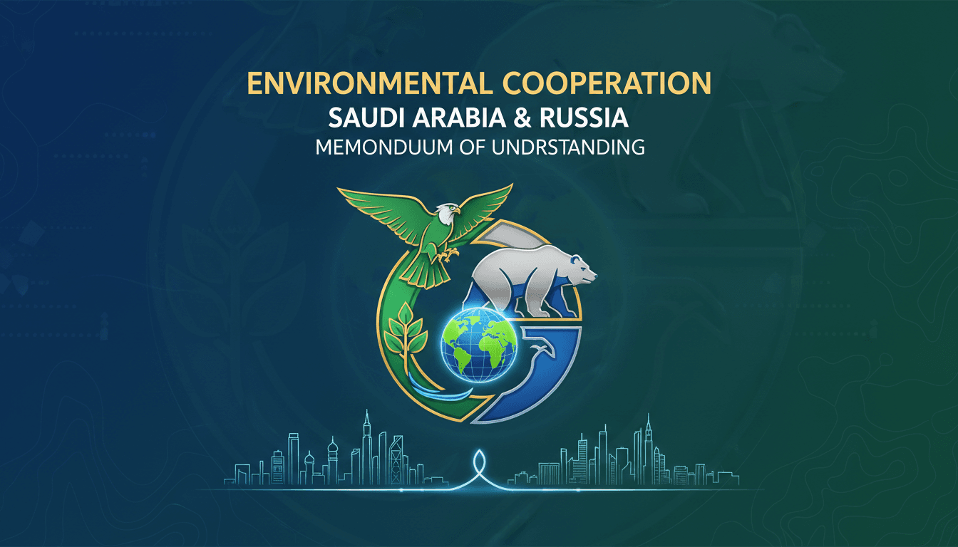 Saudi Arabia and Russia officials signing environmental cooperation agreement