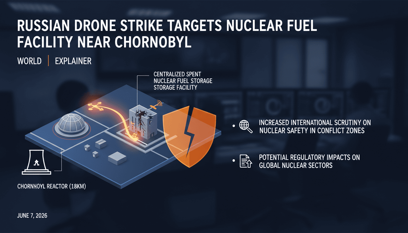 Russian Drone Strike Targets Nuclear Fuel Storage Facility Near Chornobyl
