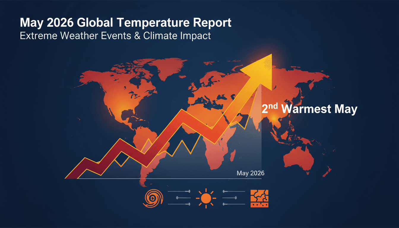 Graph showing temperature trends and extreme weather events in May 2026.