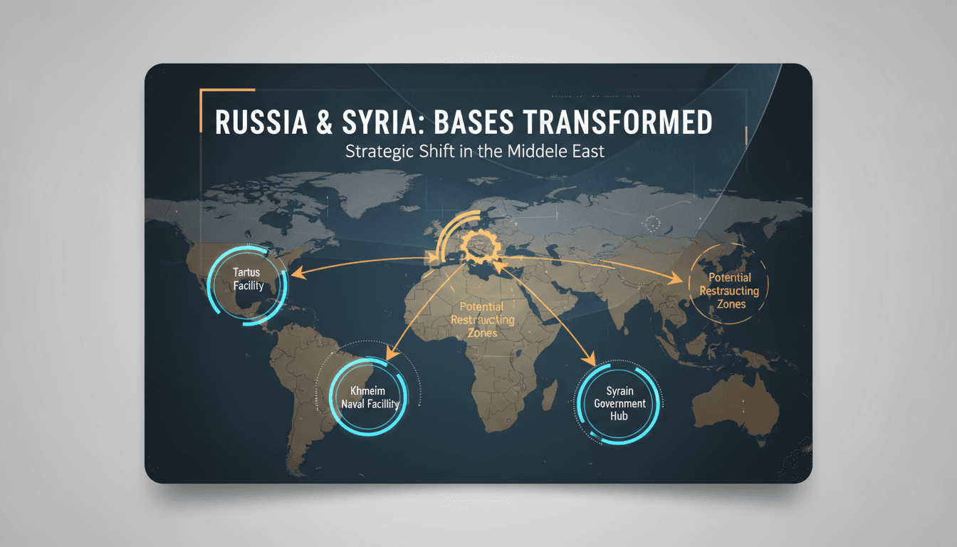 Map showing Russian military bases in Syria and their potential restructuring plans.