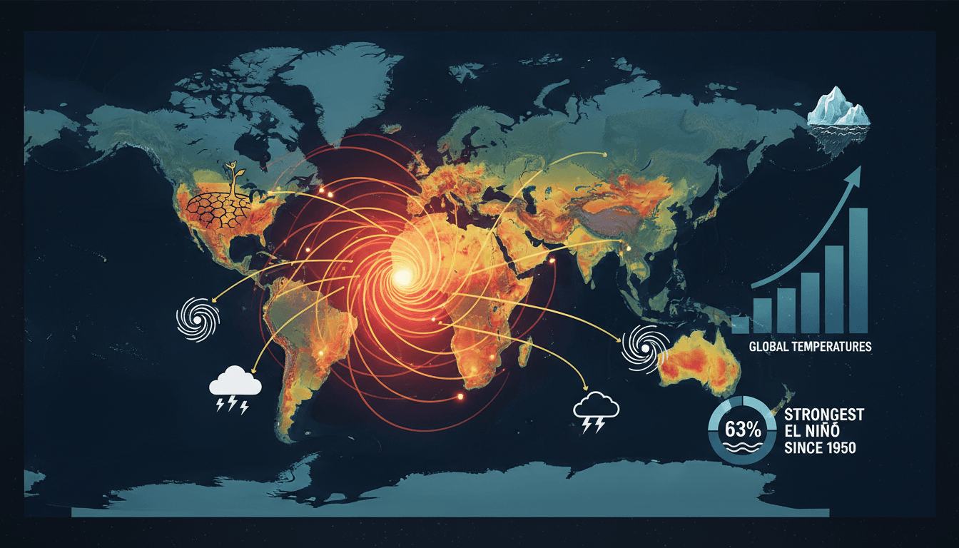 Illustration of El Niño effects on global weather patterns