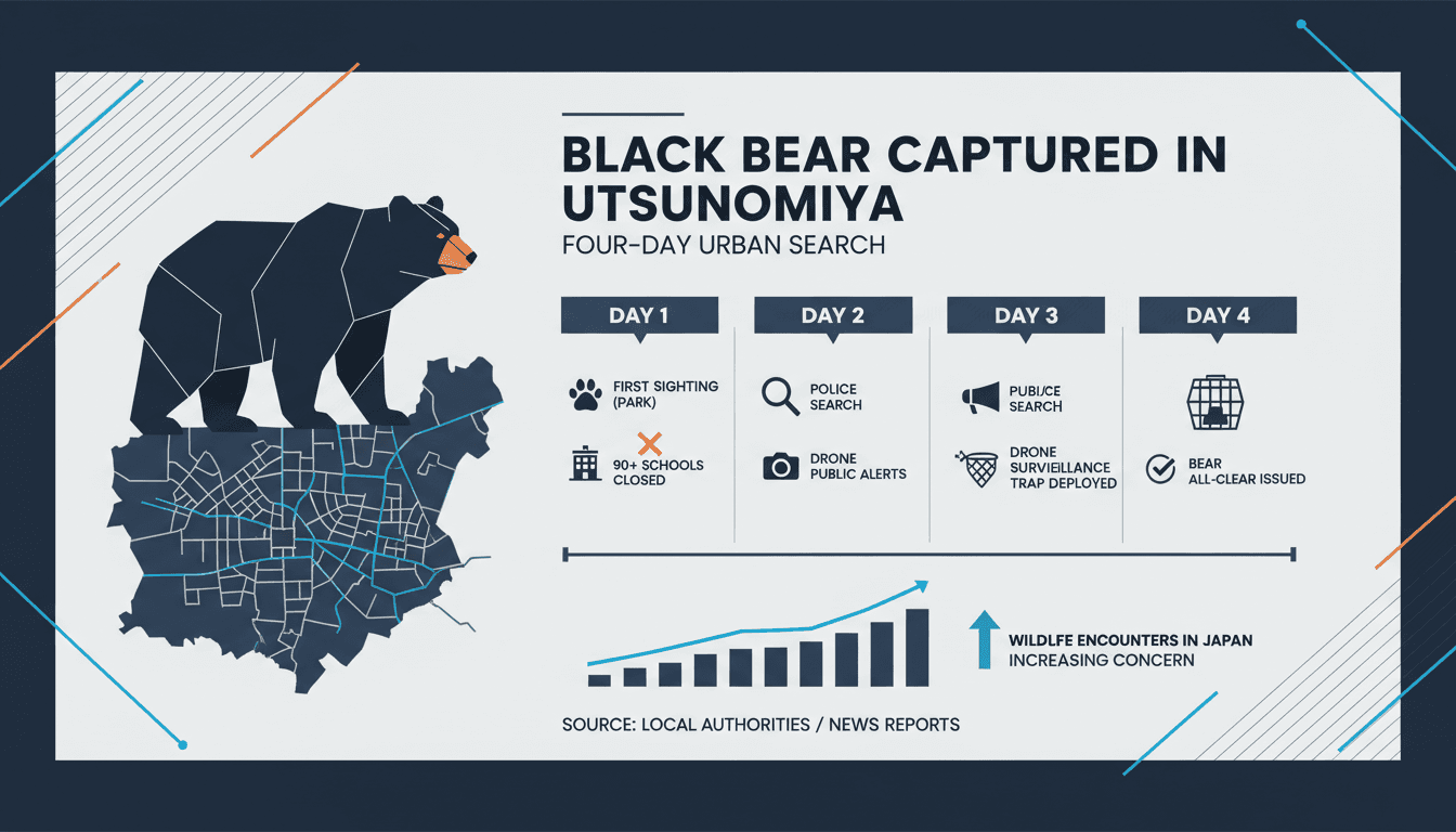 Black bear captured in Utsunomiya after four-day urban search