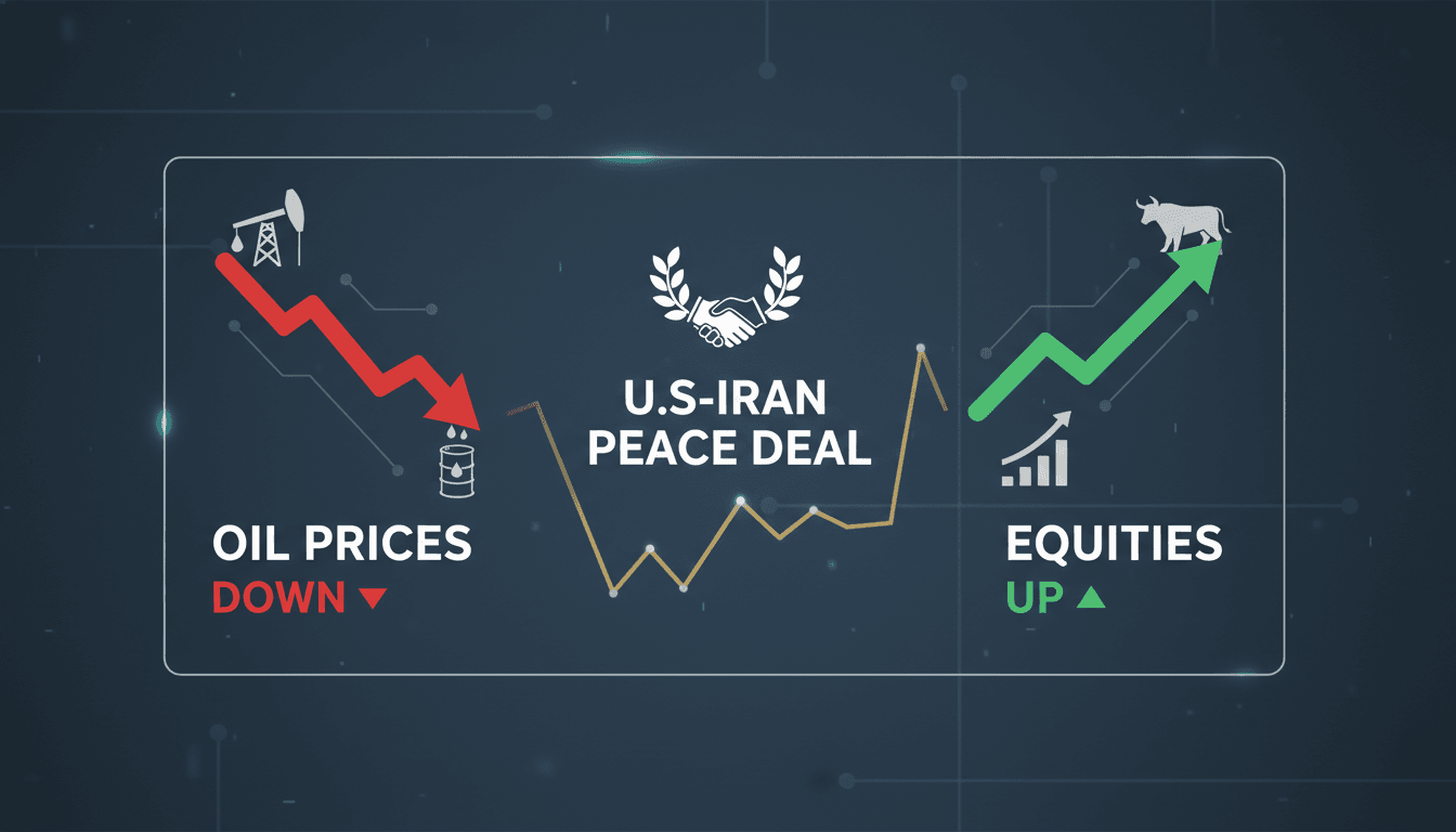 Graph showing the impact of the U.S.-Iran peace deal on oil prices and equities.