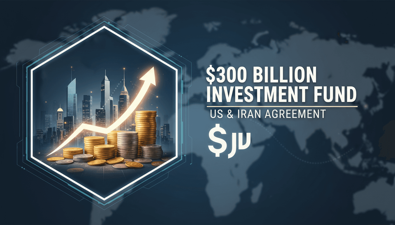 US and Iran flags with a financial graph representing investment growth