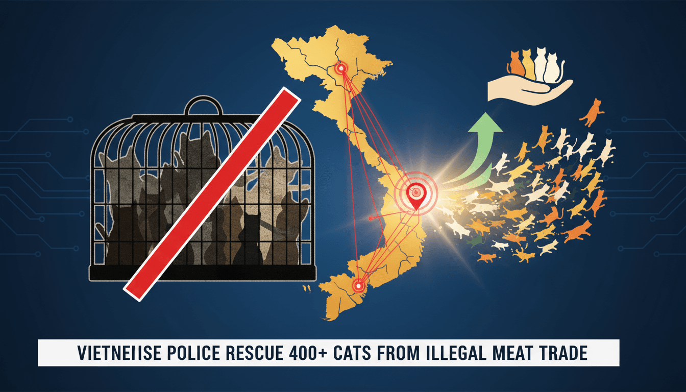 Vietnamese police rescue over 400 cats from illegal meat trade in Ho Chi Minh City