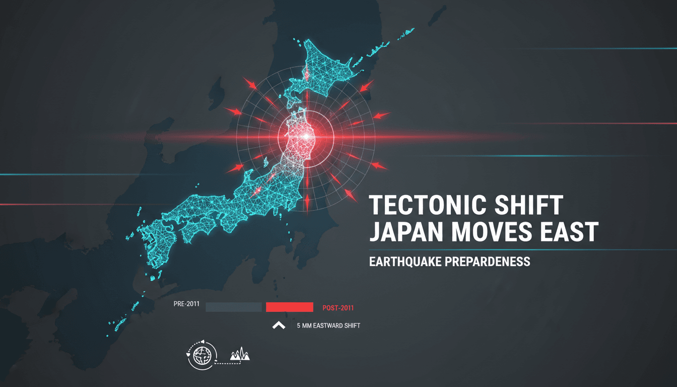 Map showing Japan's tectonic shift following the 2011 Tohoku earthquake.