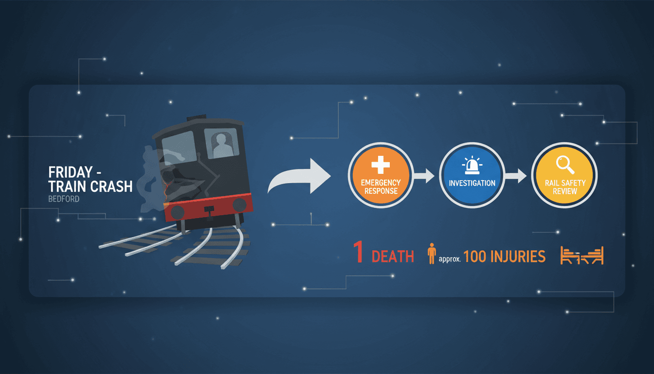 Train crash near Bedford results in one death and numerous injuries