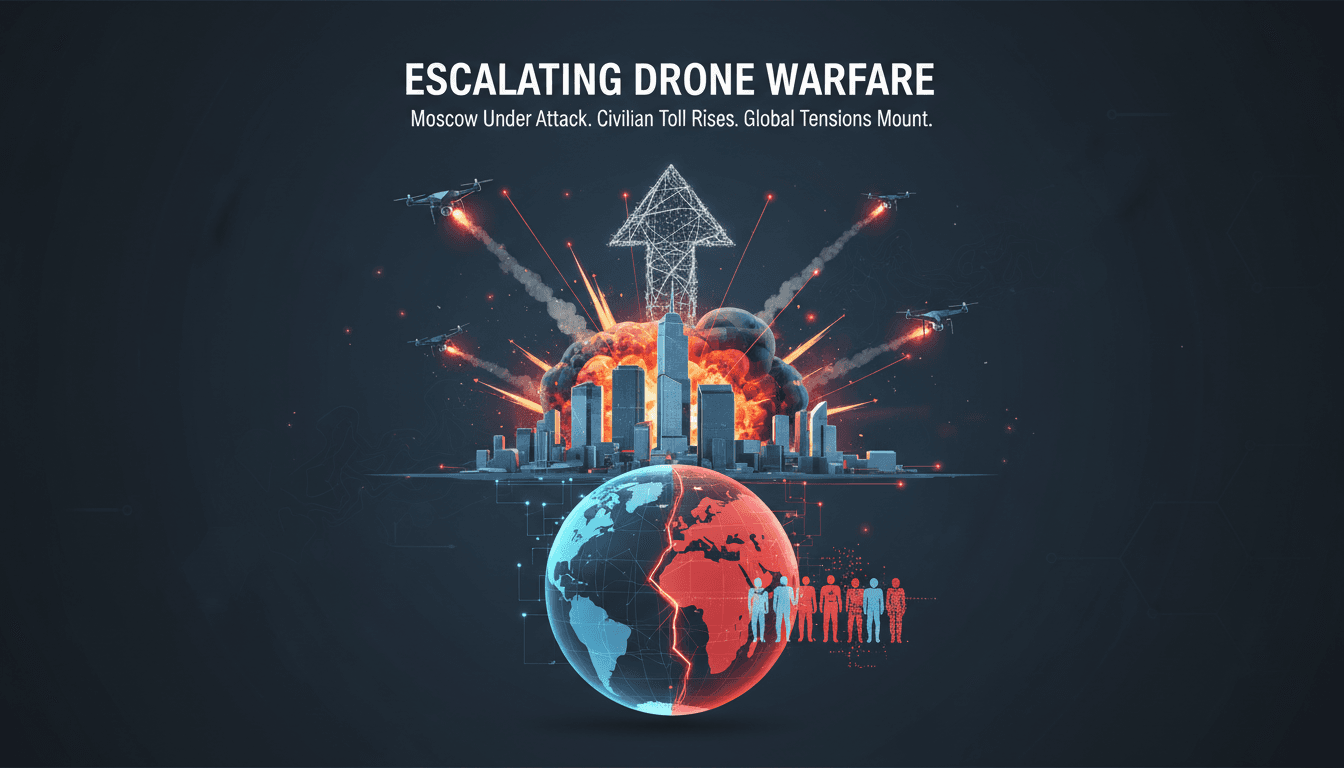 A drone flying over Moscow amidst rising tensions with Ukraine.