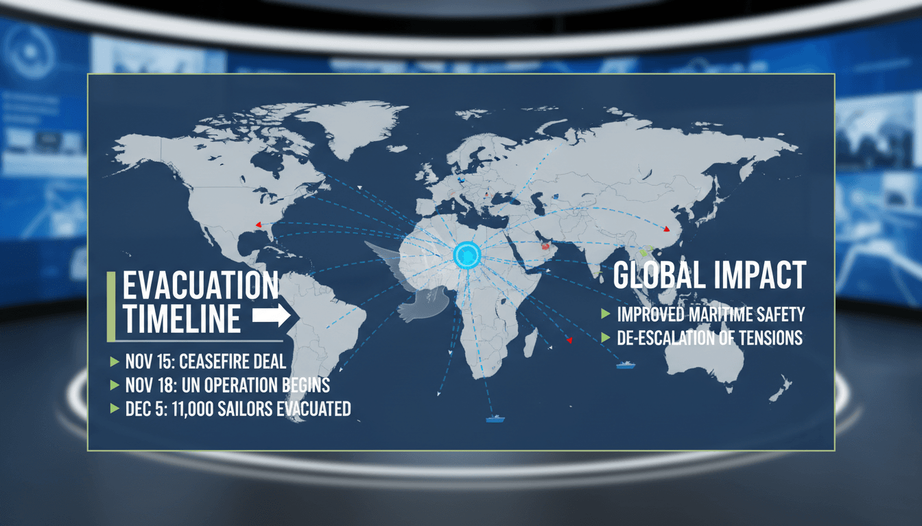 Evacuation operation in the Strait of Hormuz with ships and sailors