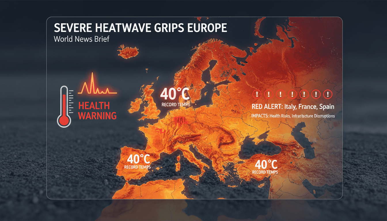 A map showing record temperatures across Europe during the heatwave.