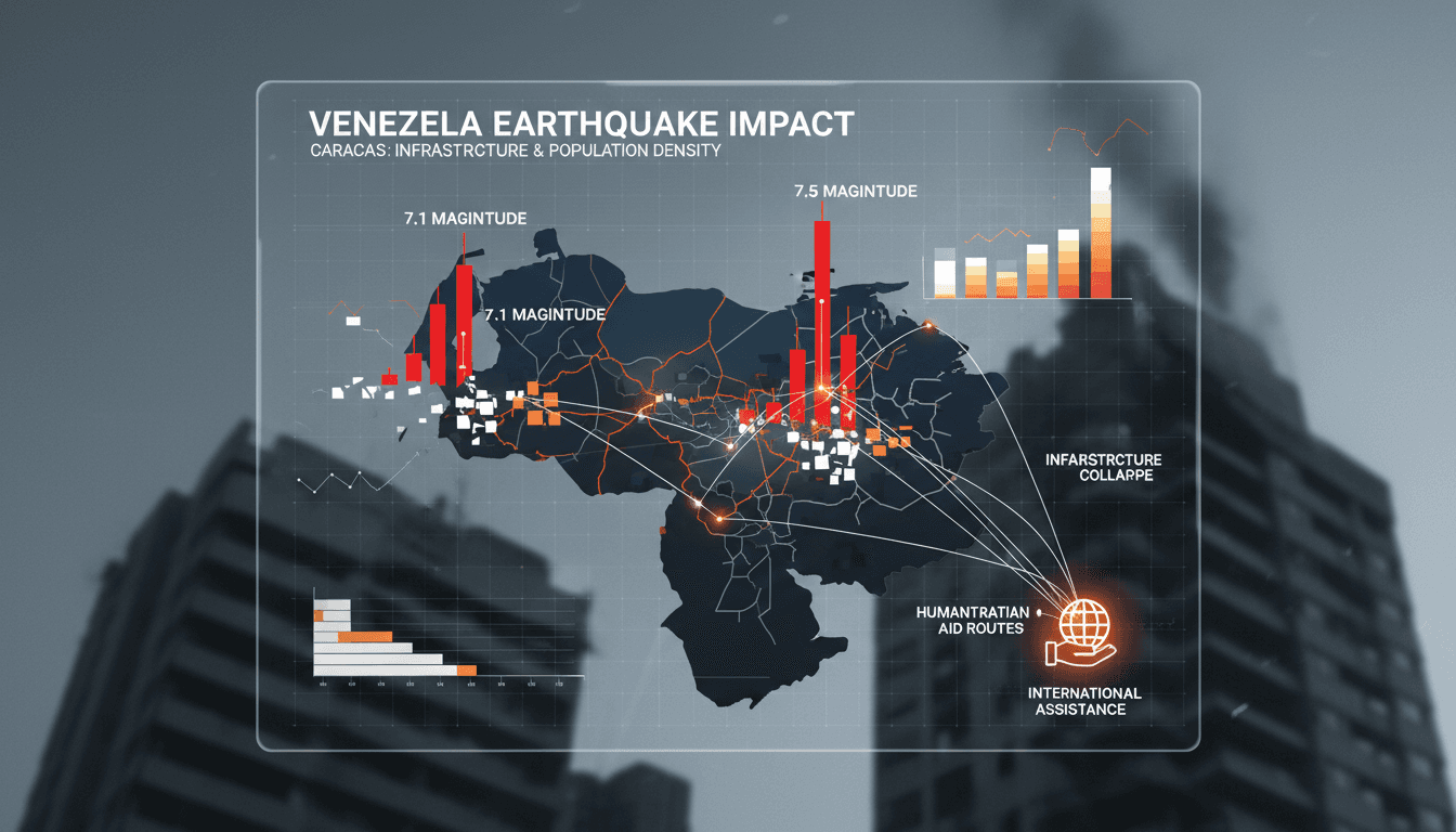 Aerial view of collapsed buildings in Caracas after the earthquakes.