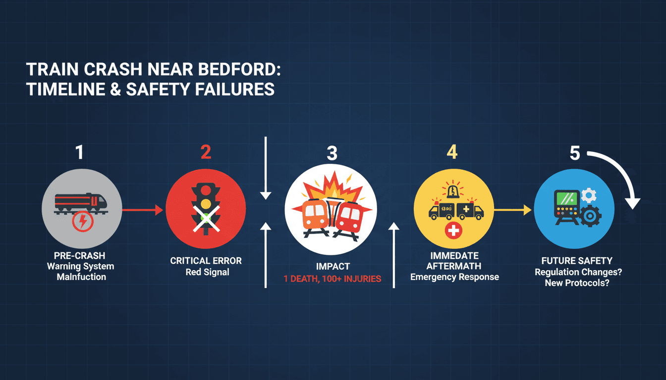 Emergency responders at the scene of the Bedford train crash