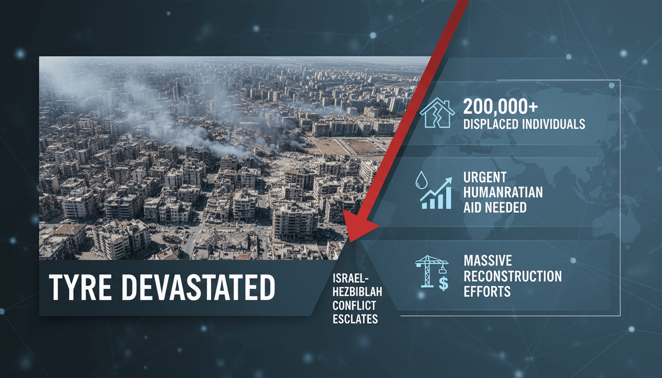Destruction in Tyre, Lebanon following Israeli airstrikes