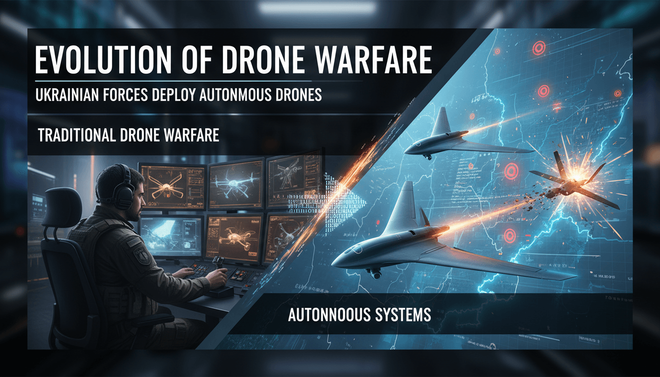 Ukrainian autonomous drones targeting Russian Shahed drones in combat.